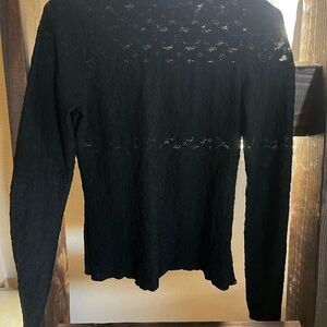 JODIFL Black Lace Long Sleeve Blouse